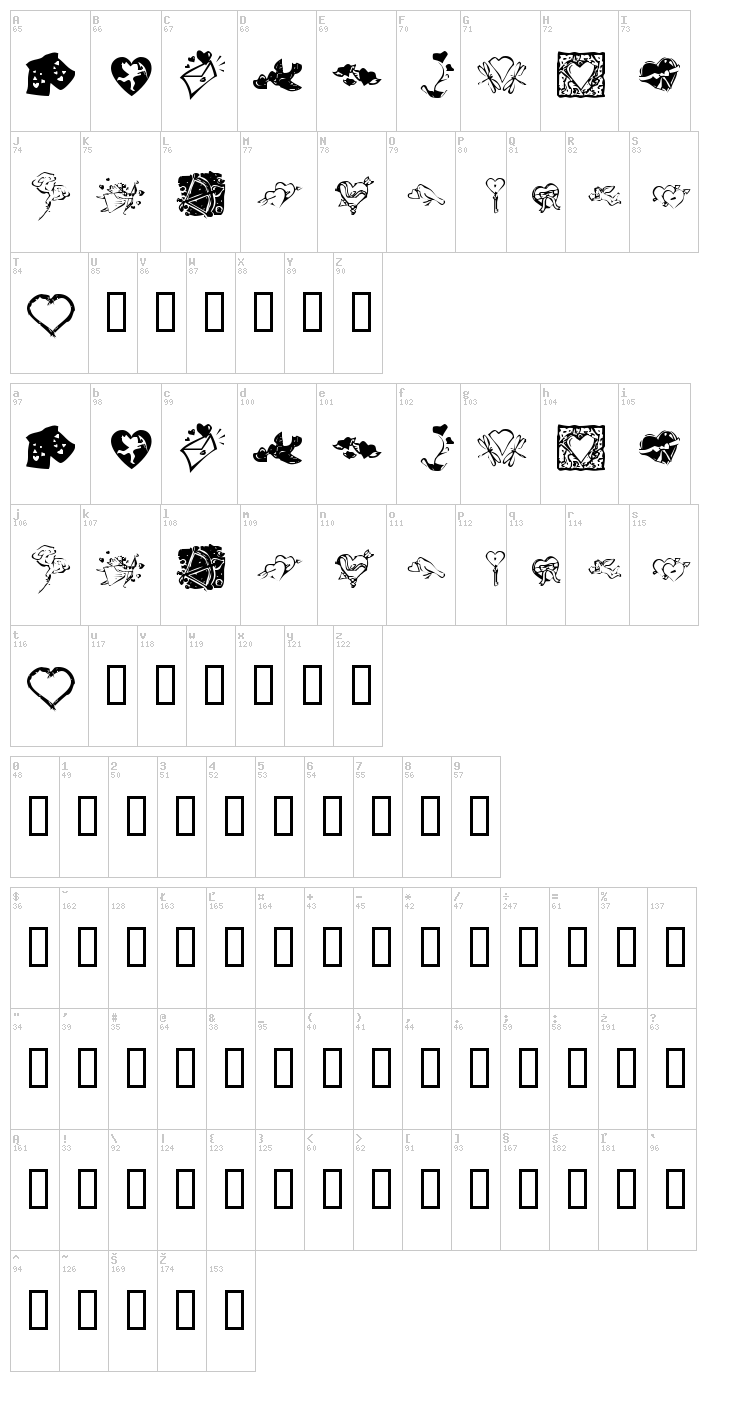 KR Be Mine Always font map